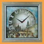 Часы с панорамным видом Москва (картина под стеклом, 40*40 см)