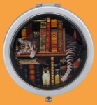 Зеркало металлическое складное На книжной полке (круглое)