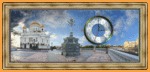 Часы с панорамным видом Храм Христа Спасителя на светлом (30*50 см)